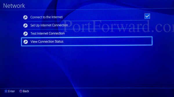 PlayStation 4 menu view connection status
